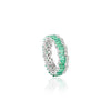 18K Solid White Gold Emerald Diamond Eternity Band Thumbnail