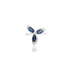 14K Solid White Gold Blue Sapphire Flower Ring Thumbnail