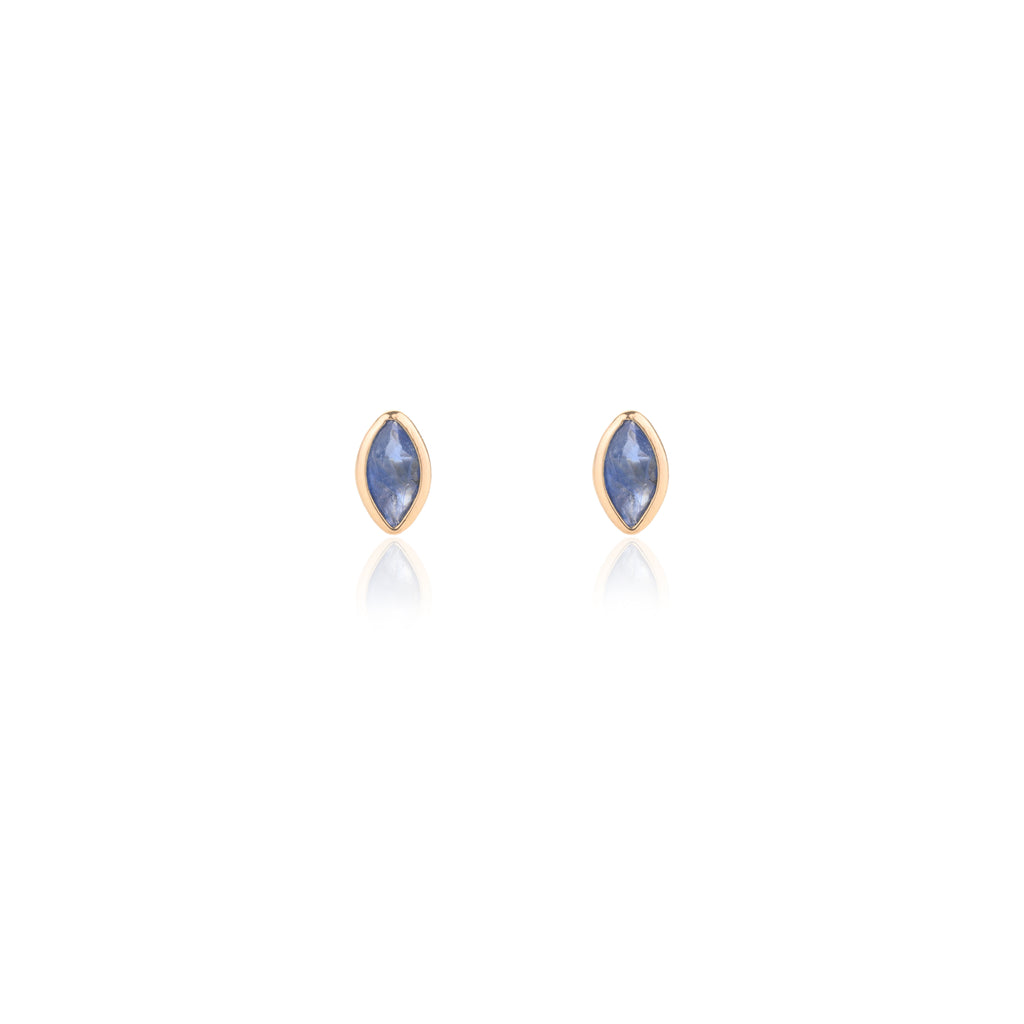 14K Gold Marquise Cut Tiny Stud Earrings Image