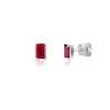 14K Solid White Gold Ruby Gemstone Stud Earrings Thumbnail