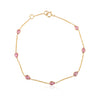 14K Modern 1 Carat Pink Sapphire Station Chain Bracelet Thumbnail