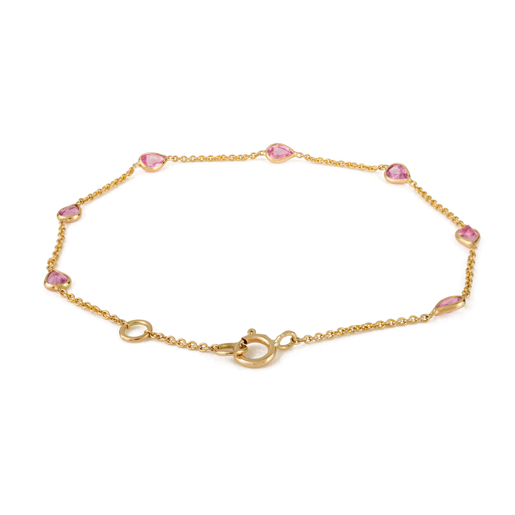 14K Modern 1 Carat Pink Sapphire Station Chain Bracelet Image