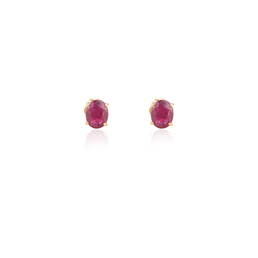 18K Gold Ruby Oval Studs Image