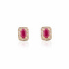 14K Ruby Halo Diamond Stud Earrings Thumbnail