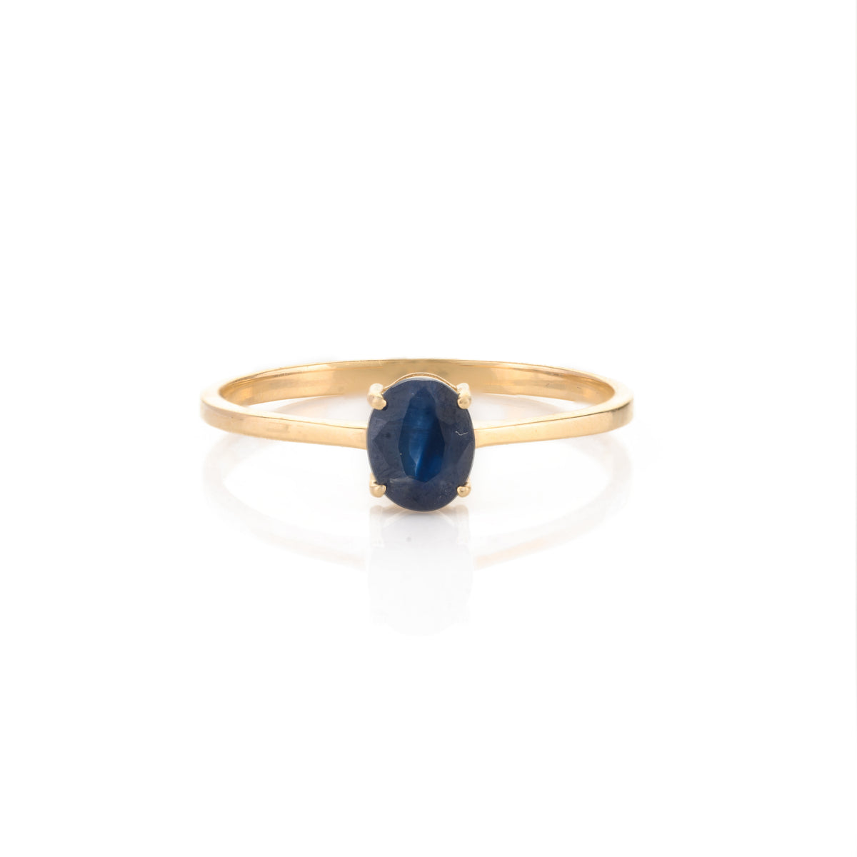 18K Gold Blue Sapphire Ring