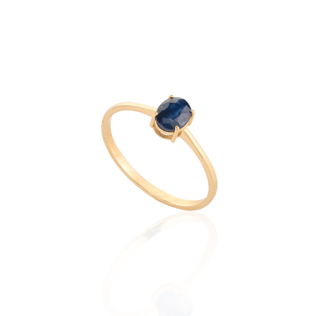 18K Gold Blue Sapphire Ring Image