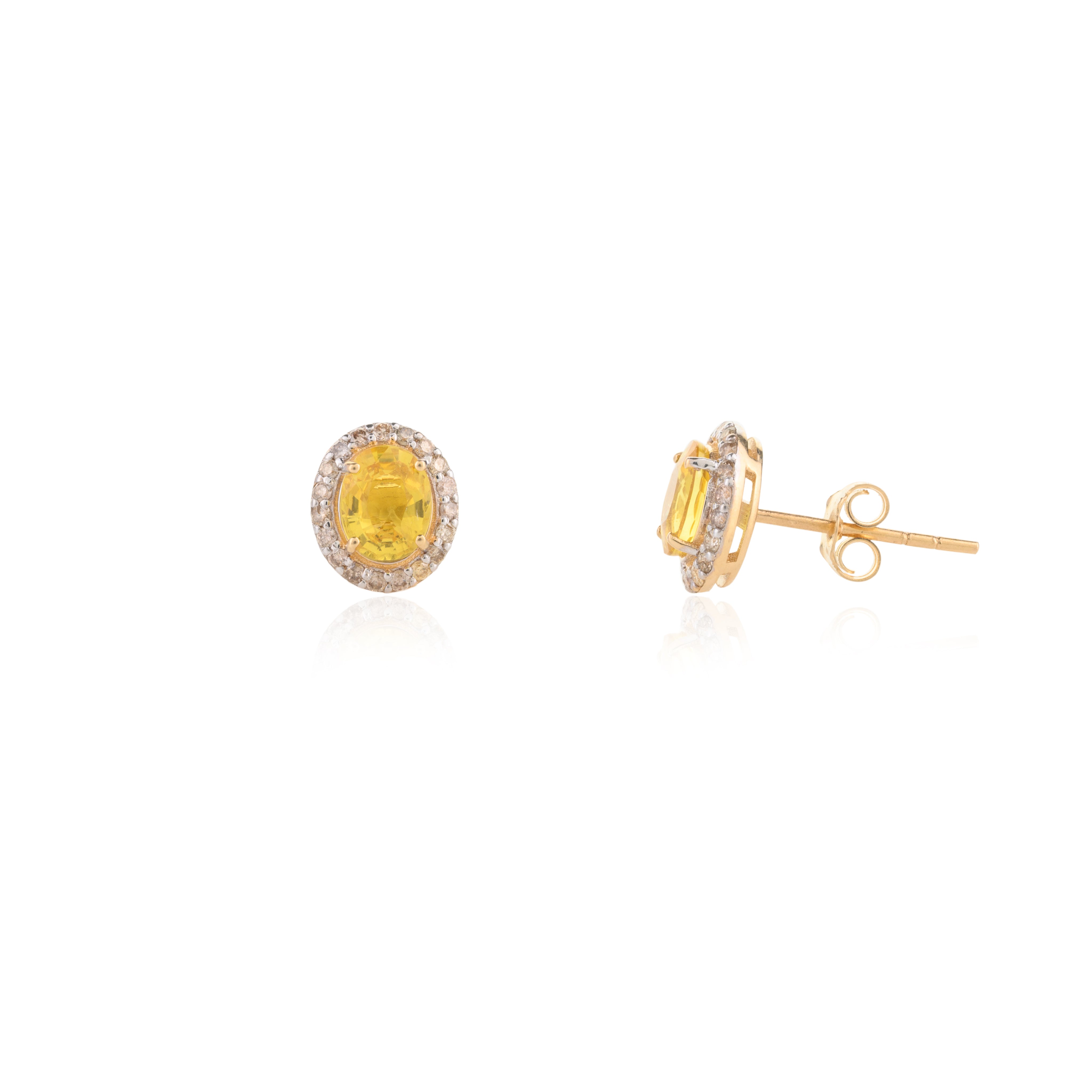 18K Gold Yellow Sapphire Oval Studs - vrjewels-us