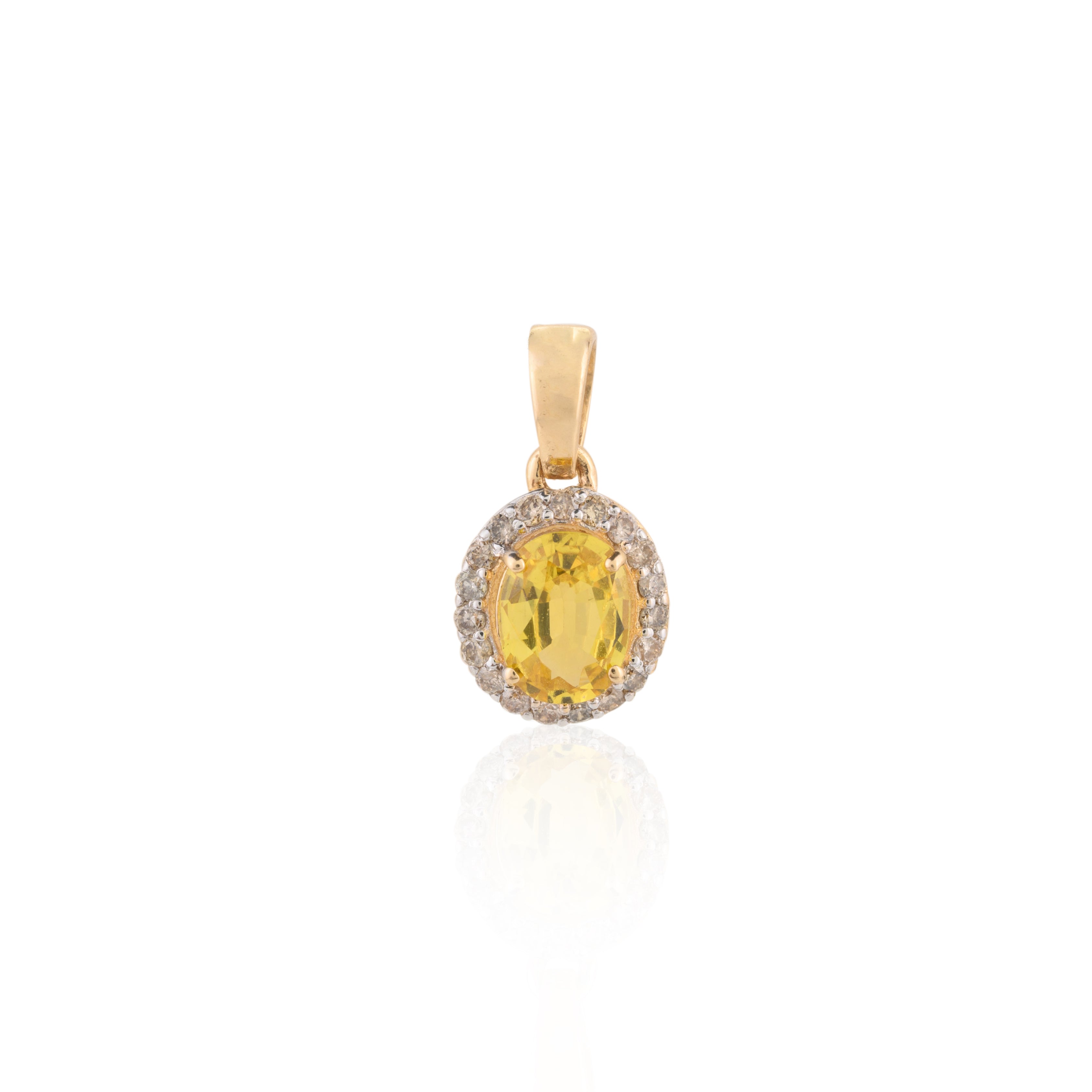 18K Gold Yellow Sapphire Diamond Pendants