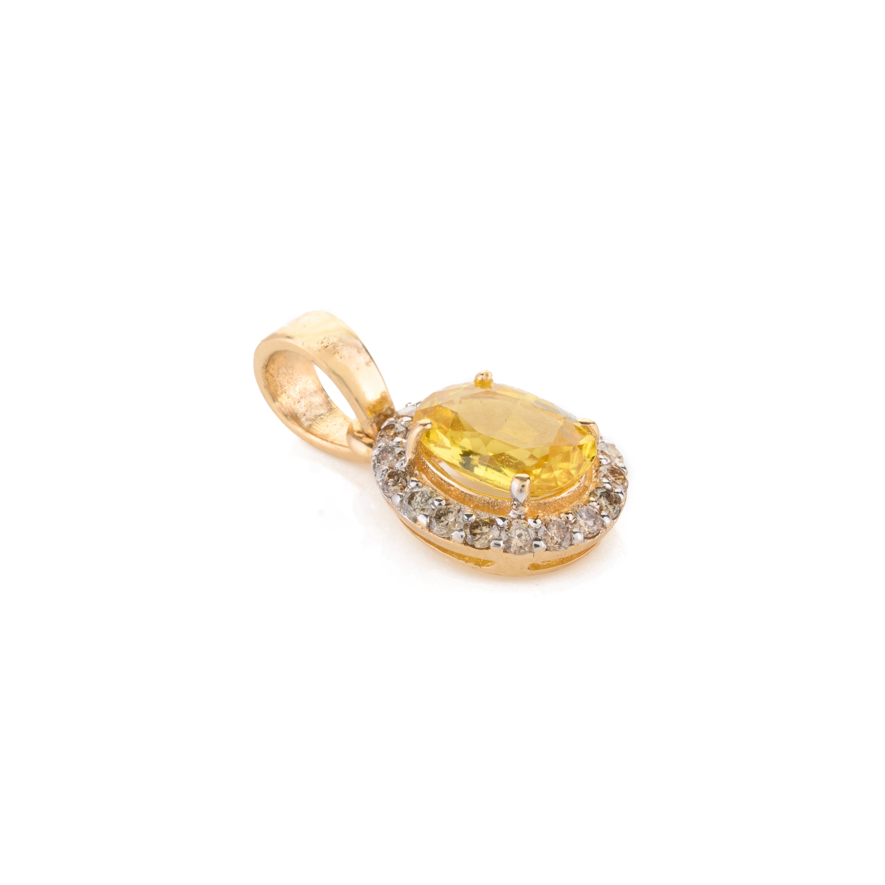 18K Gold Yellow Sapphire Diamond Pendants