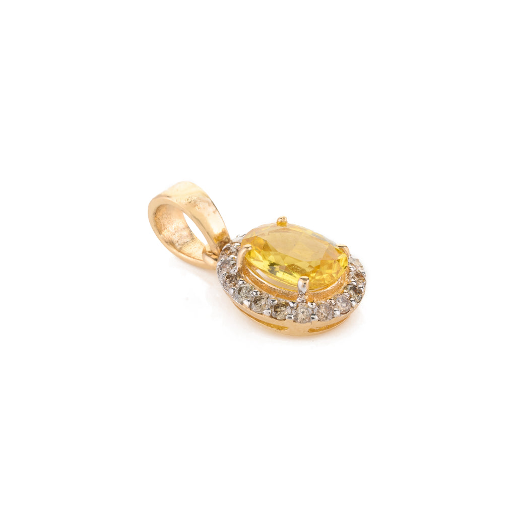 18K Gold Yellow Sapphire Diamond Pendants Image