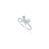 18K Solid White Gold Aquamarine Butterfly Ring Thumbnail