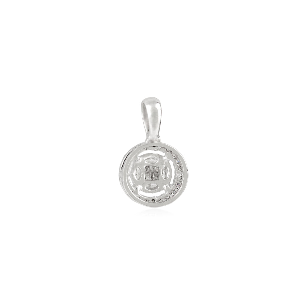 14K Natural Diamond Halo Round Pendant For Christmas Image
