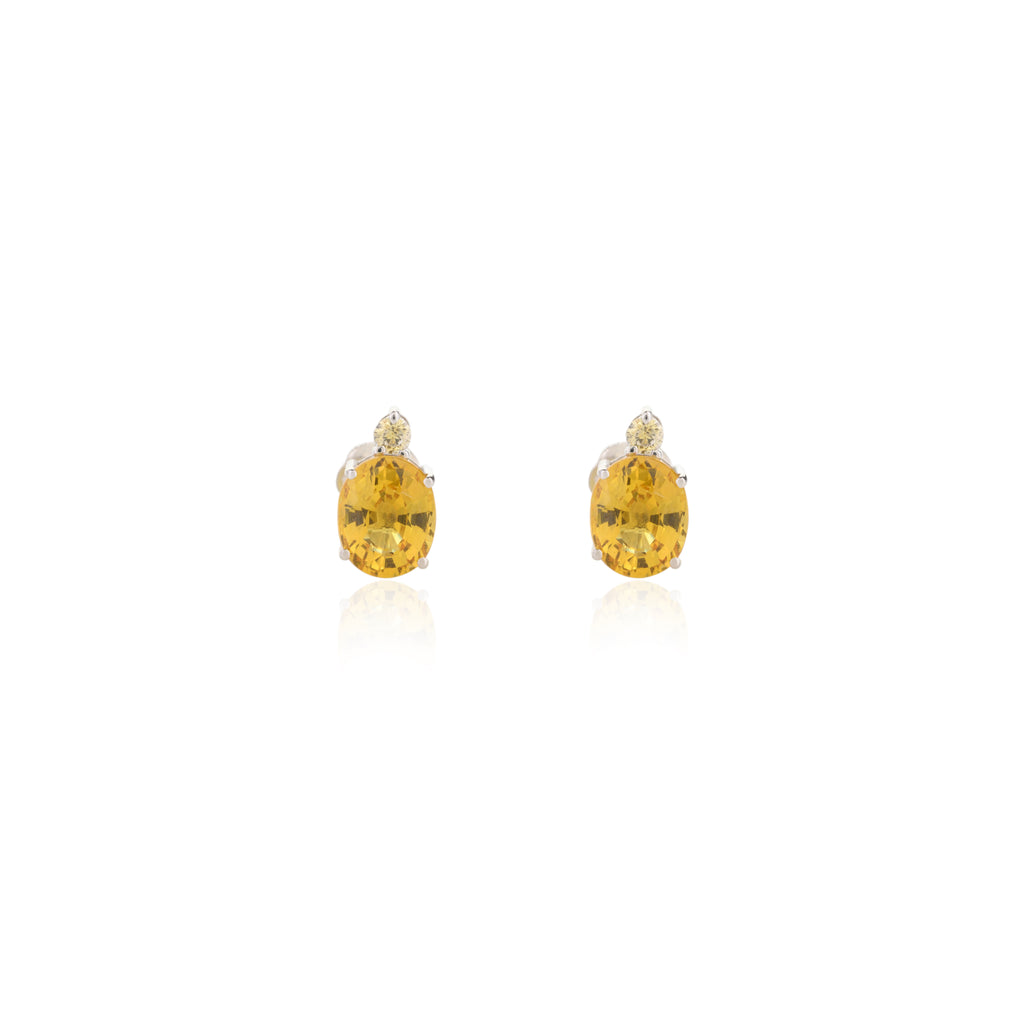 18K Gold White Gold Sapphire Oval Studs Image