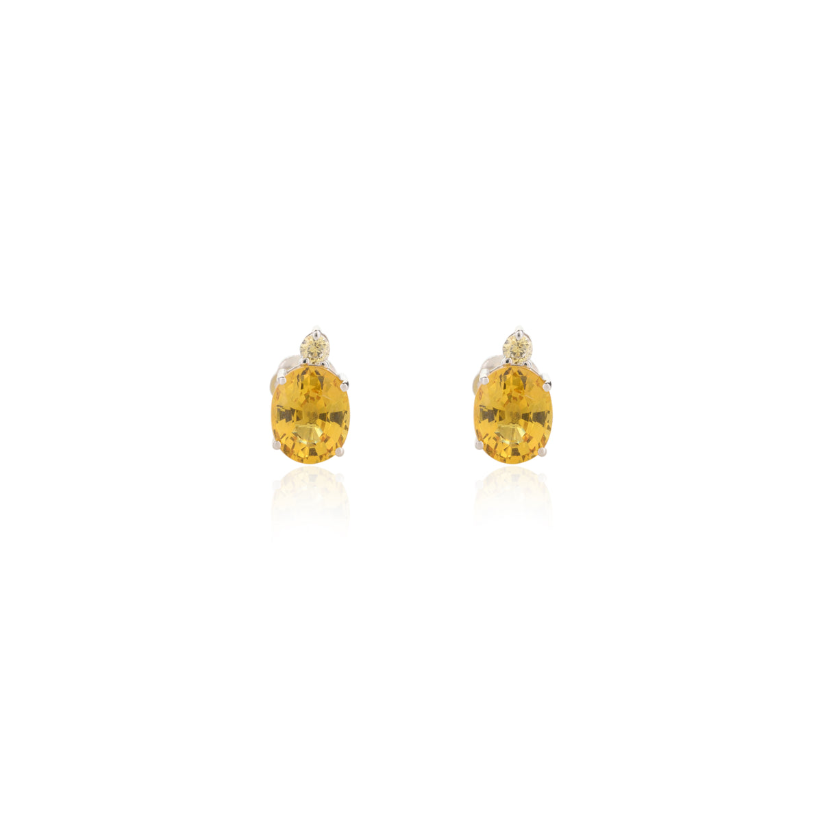 18K Gold White Gold Sapphire Oval Studs