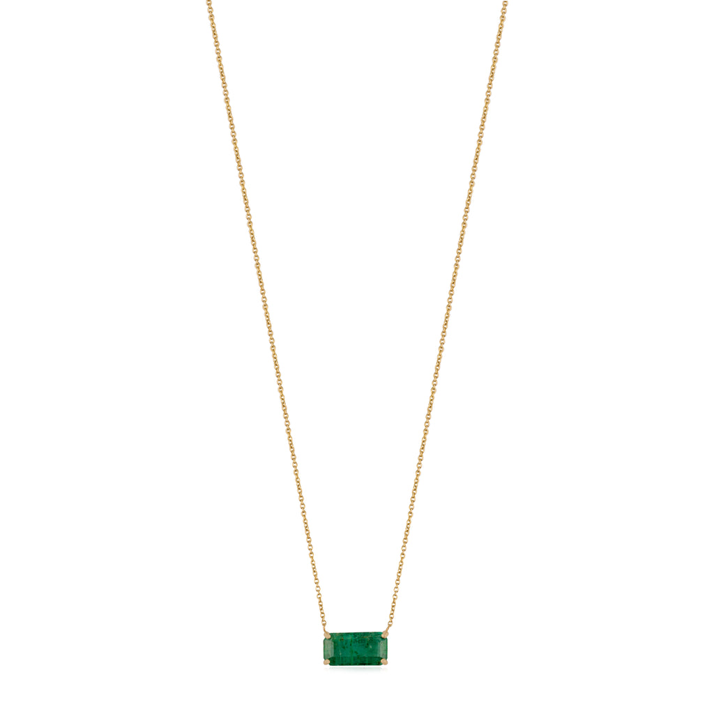 14K Prong Set 2.41 Ct Emerald East West Necklace Image