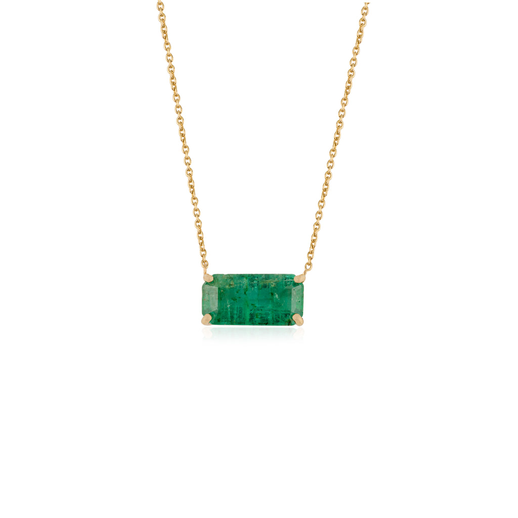 14K Prong Set 2.41 Ct Emerald East West Necklace Image