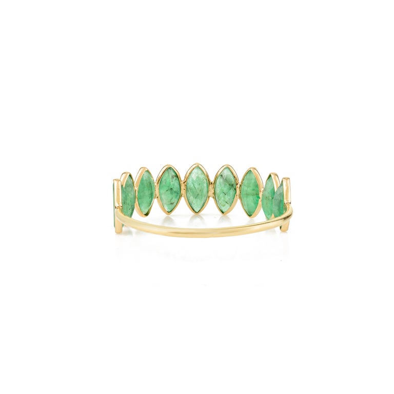 Stackable 18K Emerald Half Eternity Band Ring