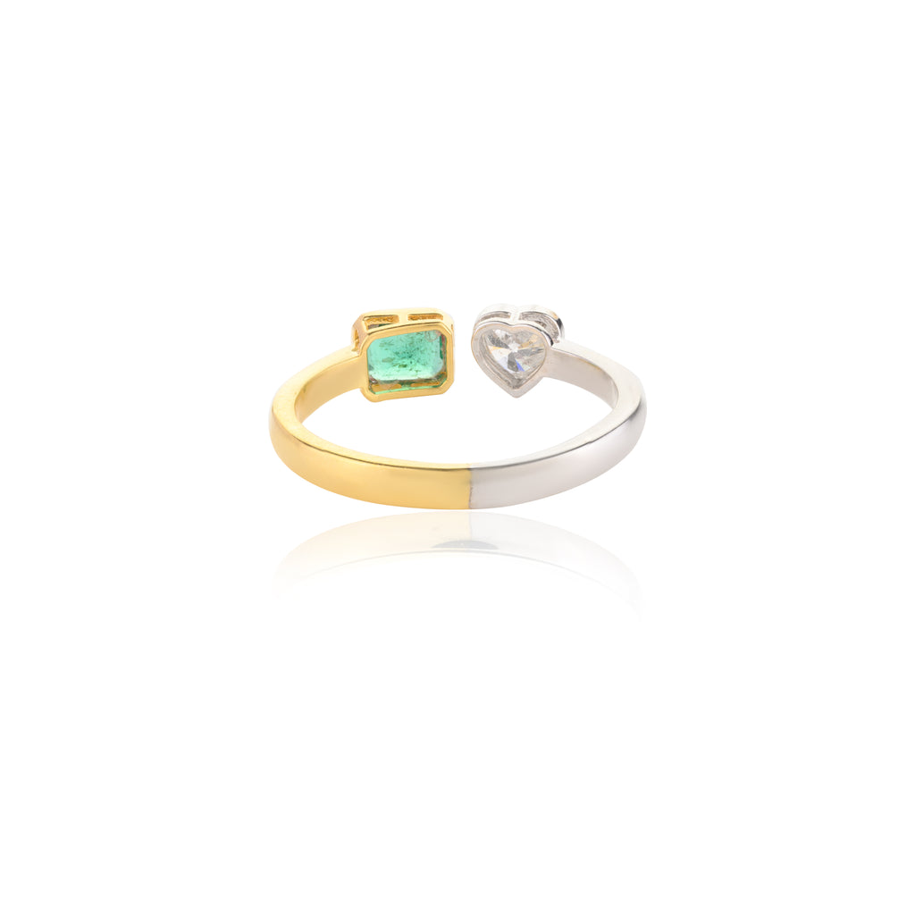 18K Gold Two Toned Emerald & Diamond Ring Image