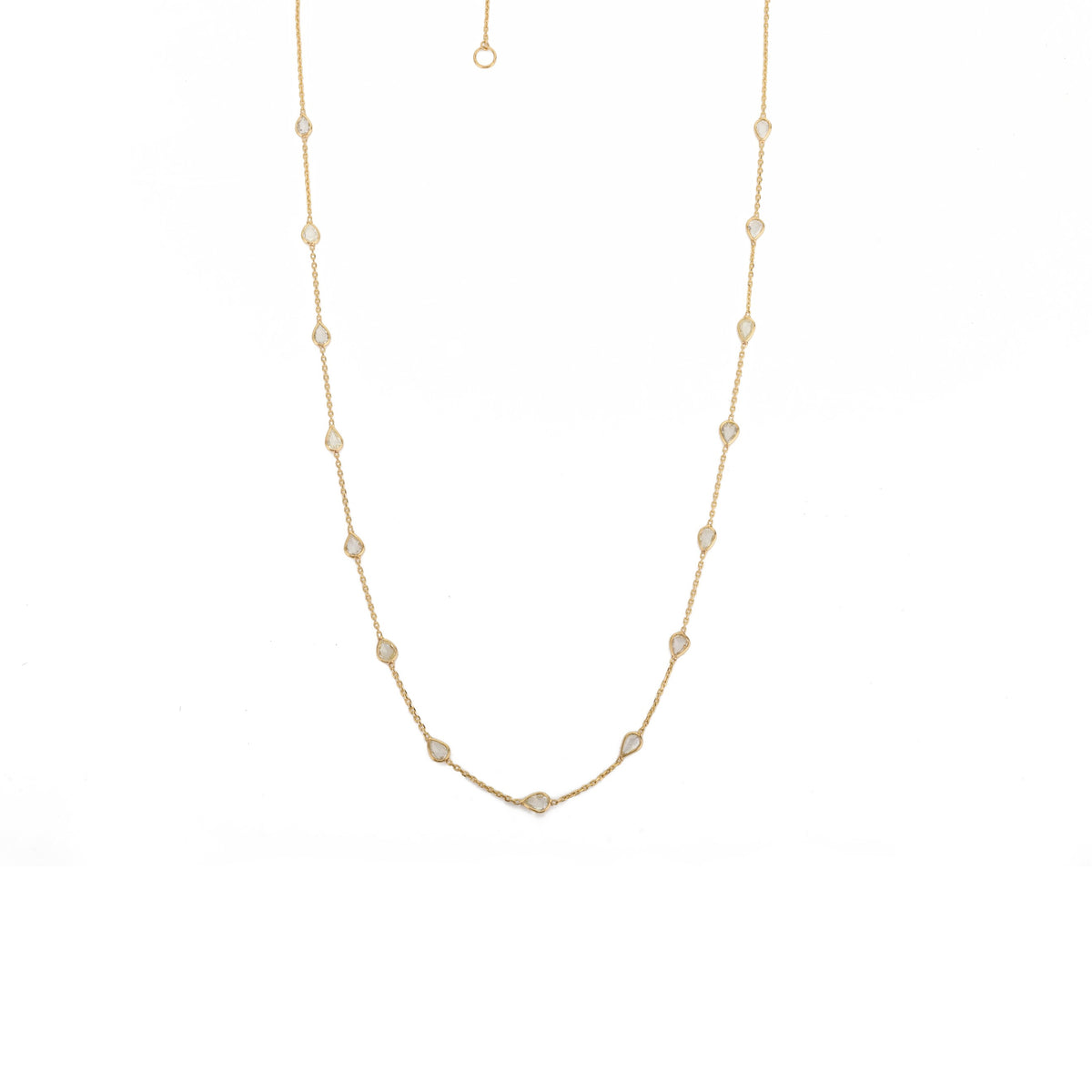 18K Gold Uncut Diamond Station Necklace