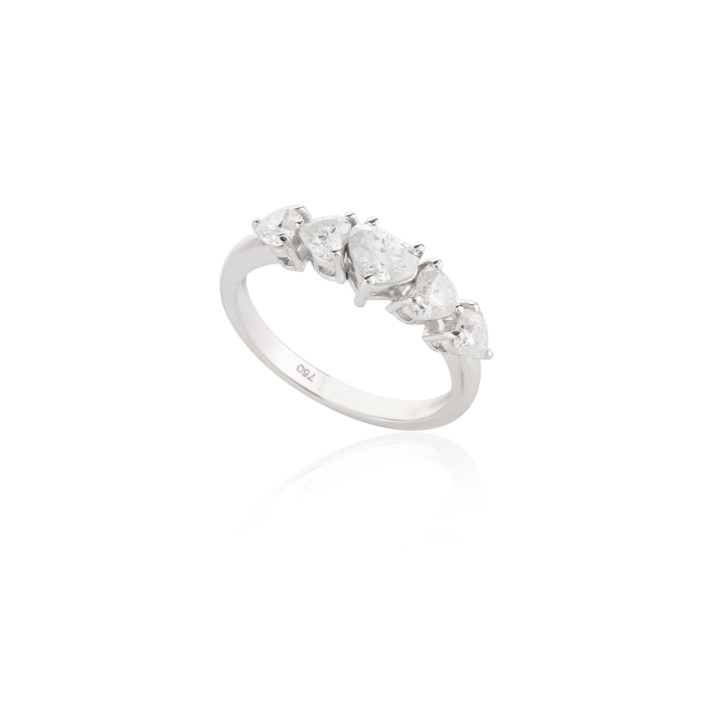 18K Gold Five Heart Diamond Wedding Ring Image
