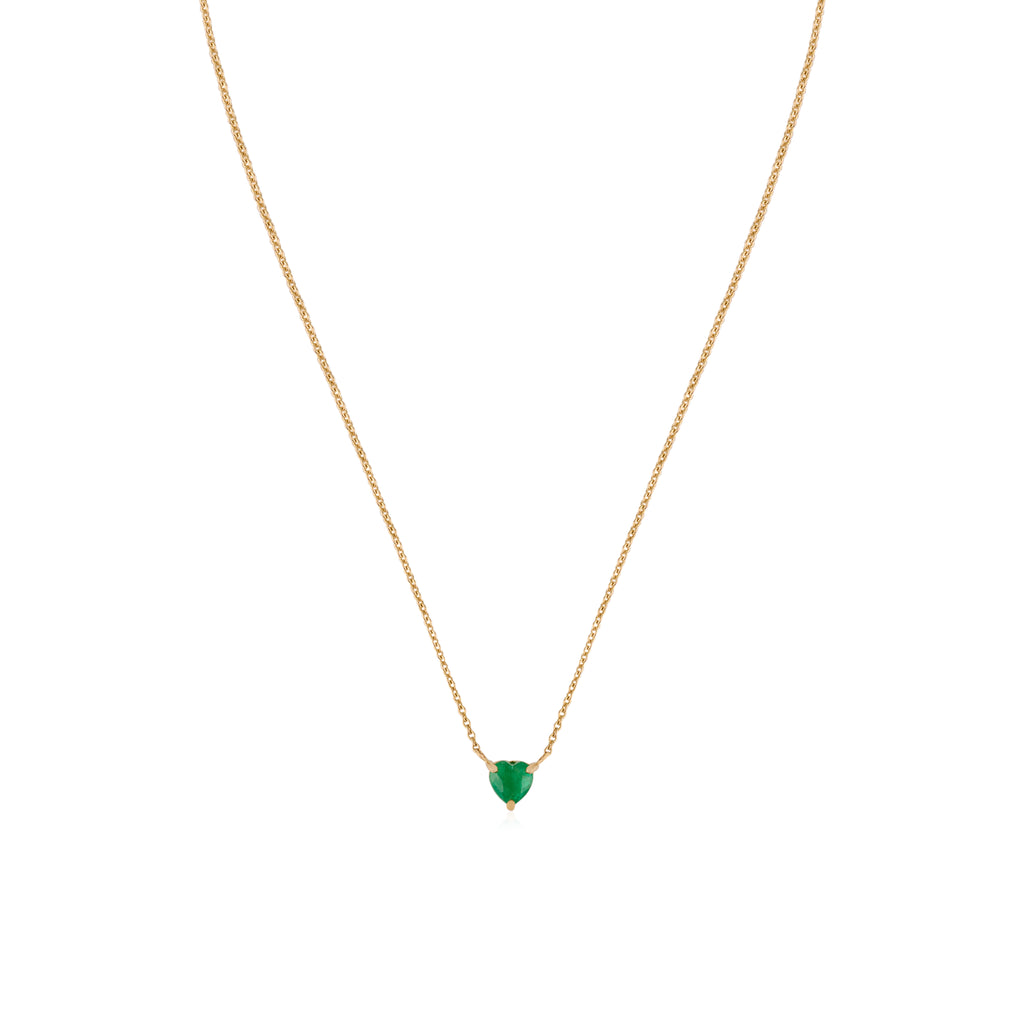 14K Emerald Solitaire Heart Chain Necklace For Love Image
