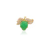 18K Solid Yellow Gold  8.88 Carat Carved Leaf Emerald Brooch Pin Thumbnail