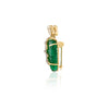 18K Solid Yellow Gold 9.99 Carat Carved Leaf Emerald Brooch Pendant Thumbnail