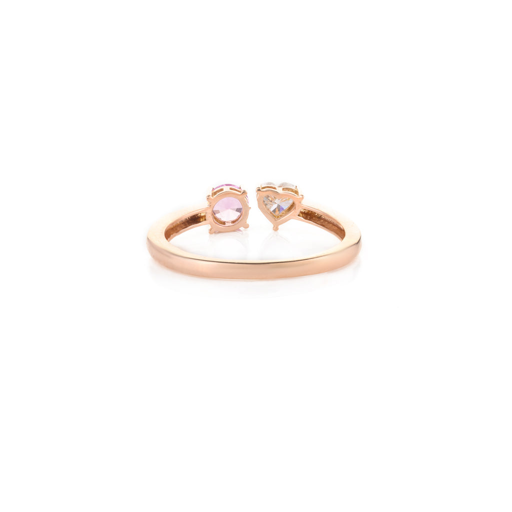 18K Rose Gold Pink Sapphire & Diamond Open Design Ring Image