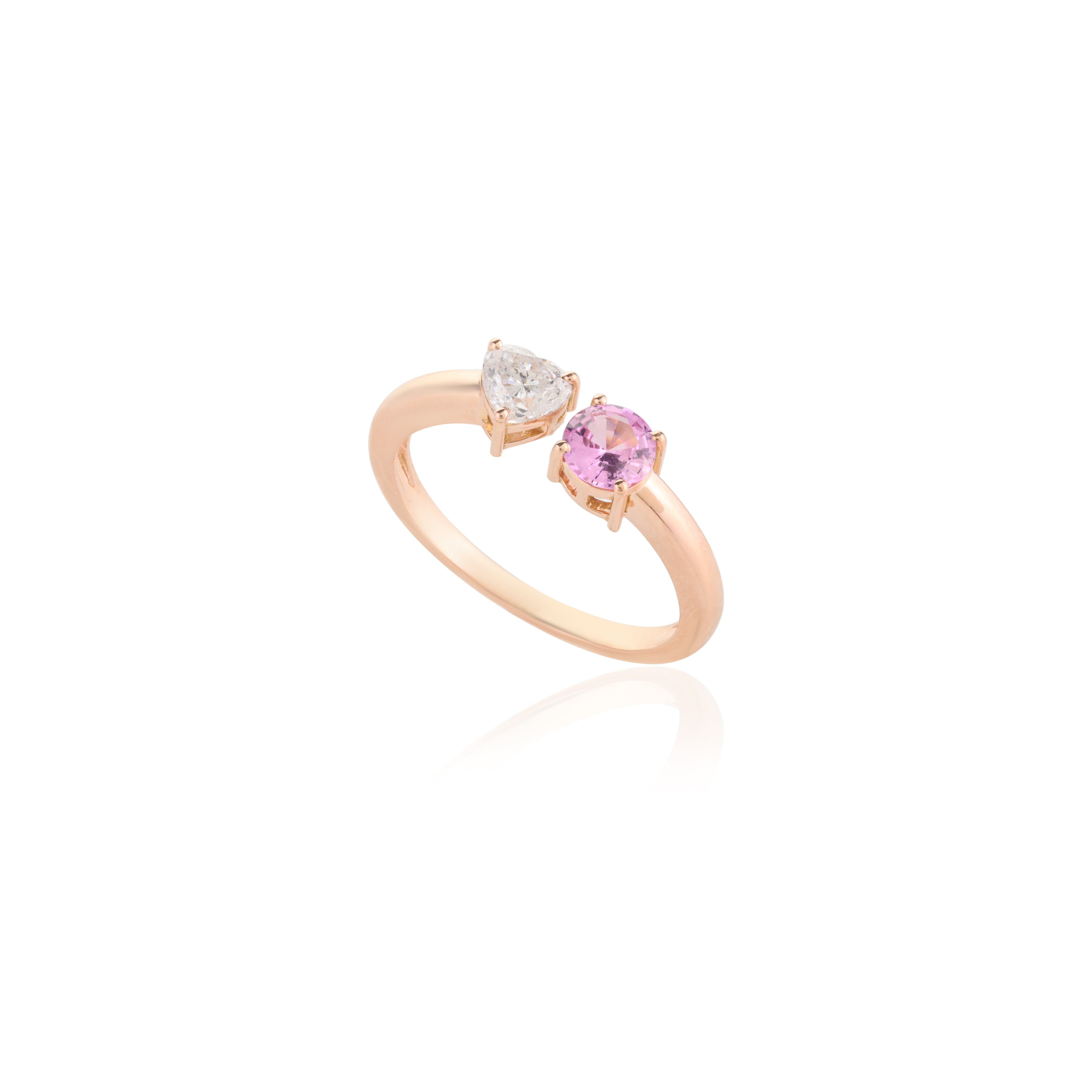 18K Rose Gold Pink Sapphire & Diamond Open Design Ring