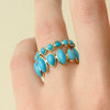 14K Yellow Gold Turquoise Half Eternity Band Thumbnail