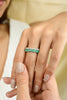 18K Solid White Gold Emerald Diamond Eternity Band Thumbnail