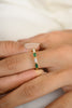 18K Solid Yellow Gold Emerald Diamond Band Ring Thumbnail