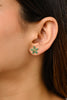 18K Solid Yellow Gold Emerald Flower Stud Earrings Thumbnail