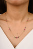18K Solid Yellow Gold Multi Gemstone Station Necklace Thumbnail
