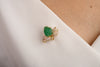 18K Solid Yellow Gold  8.88 Carat Carved Leaf Emerald Brooch Pin Thumbnail