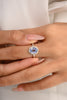 14K Solid White Gold Sapphire Halo Diamond Ring Thumbnail