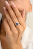 14K Solid White Gold Blue Sapphire Diamond Statement Ring Thumbnail