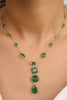 18K Solid Yellow Gold Emerald Gemstone Y Shape Necklace Thumbnail