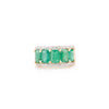 18k Gold Five Stone Emerald Diamond Engagement Band Ring Thumbnail