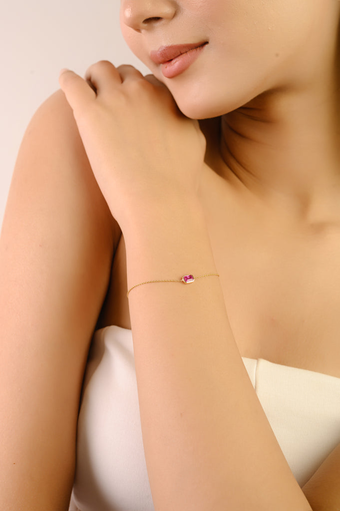 14K Natural Ruby July Birthstone Bracelet For Mom Image