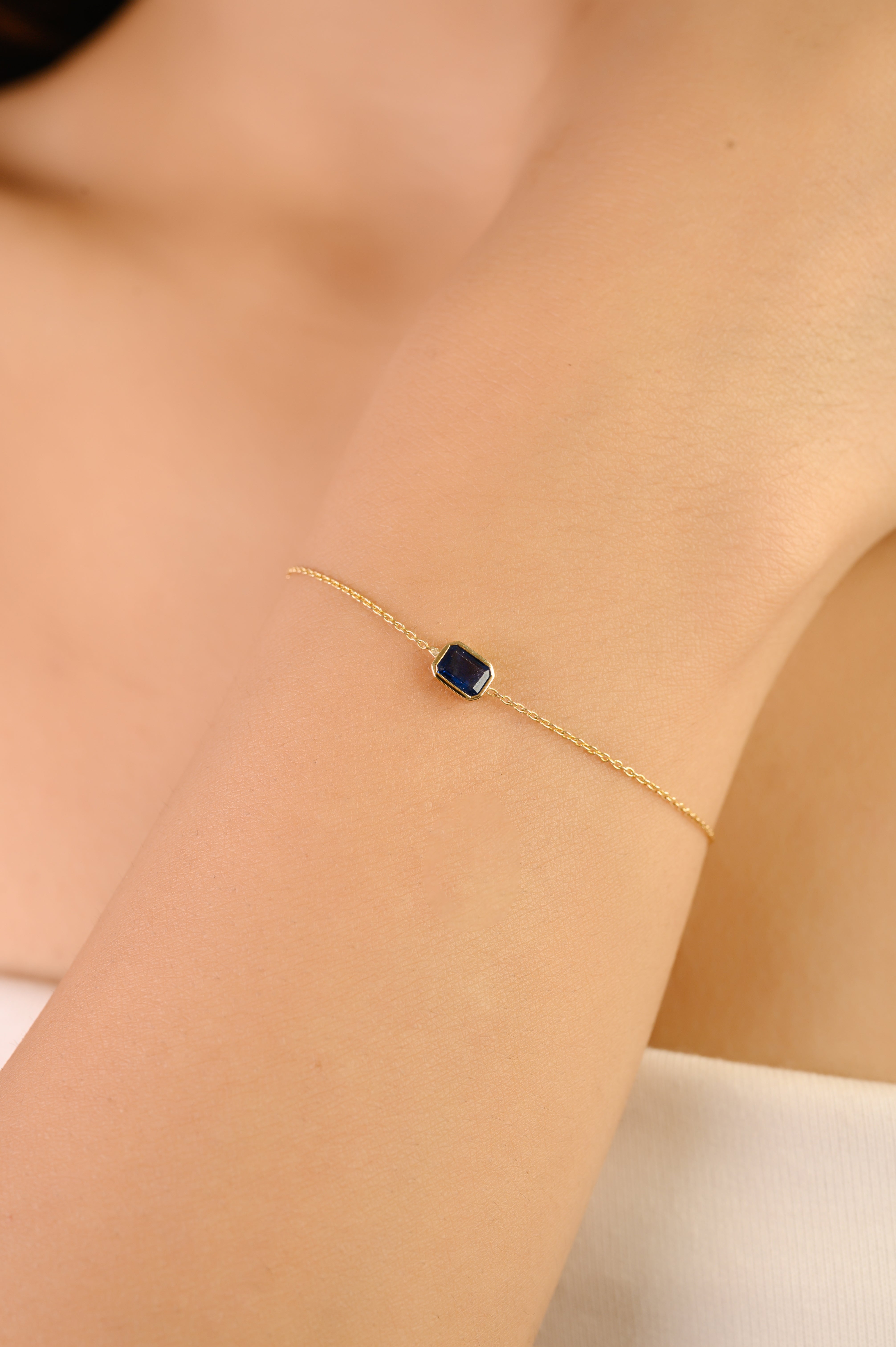 14K Roman Style Genuine Sapphire Bracelet Gift For Thanksgiving