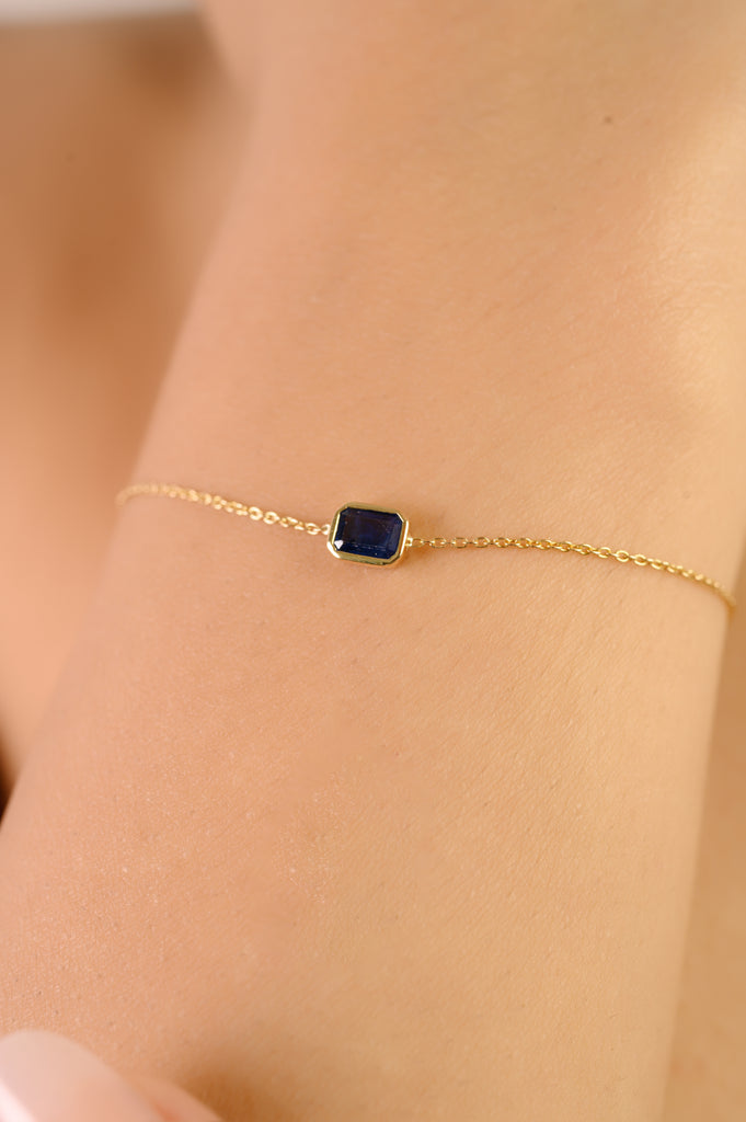 14K Roman Style Genuine Sapphire Bracelet Gift For Thanksgiving Image
