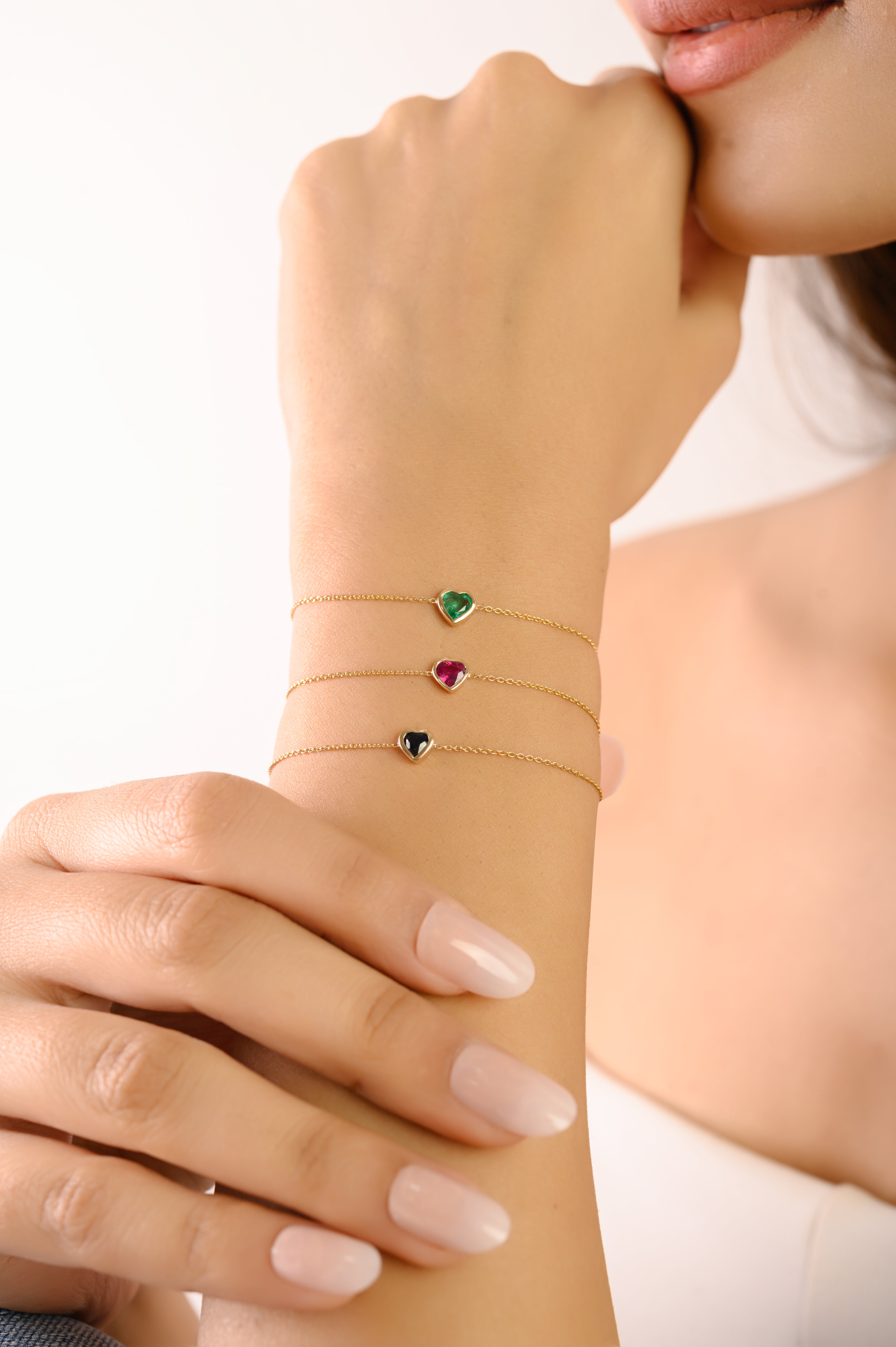 14K Heart Ruby Chain Bracelet For Love