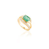 Magnificent Emerald & Diamond Bypass Ring in 18k Solid Yellow Gold Thumbnail