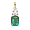 14K Gold Emerald Diamond Solitaire Pendant Thumbnail