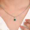 14K Gold Emerald Diamond Dainty Pendant Thumbnail