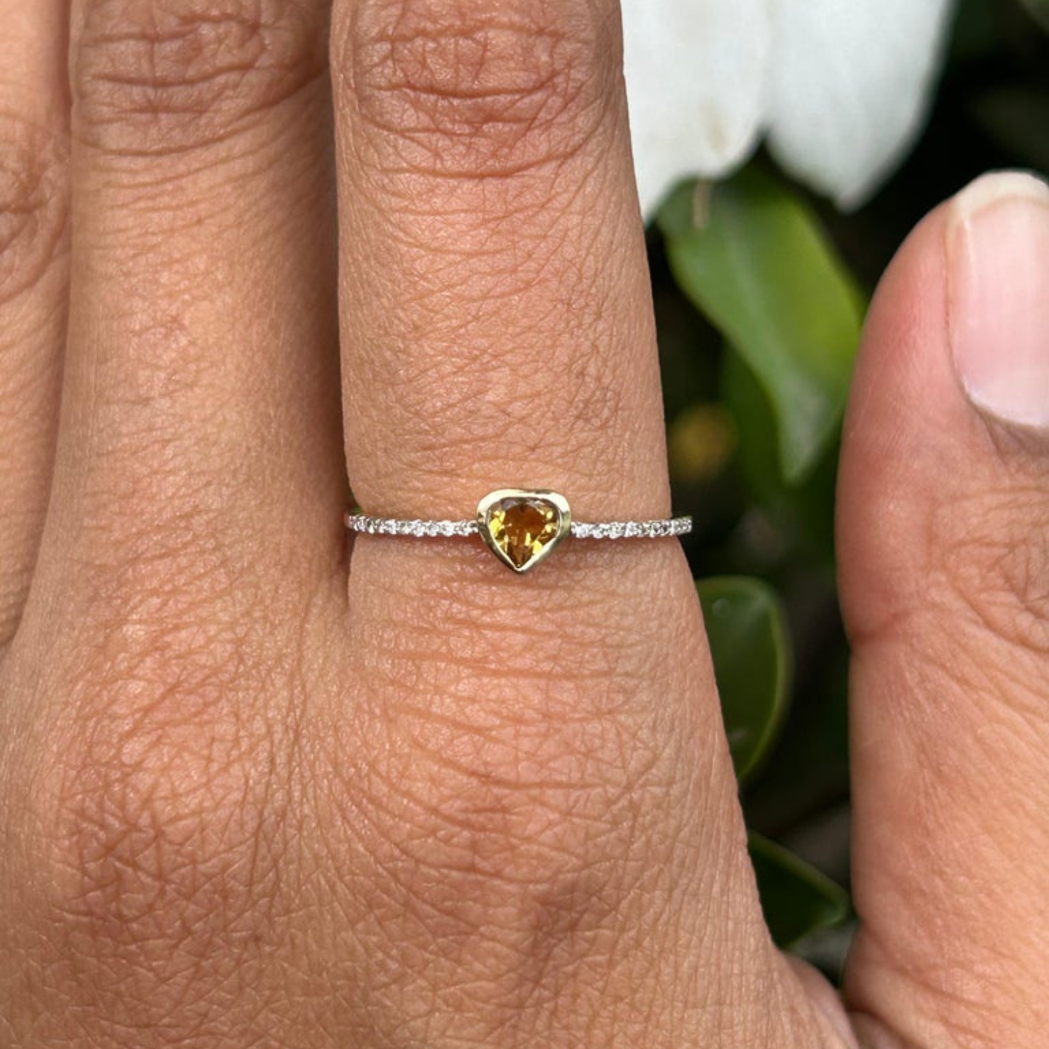 14K Heart Shape Citrine Ring