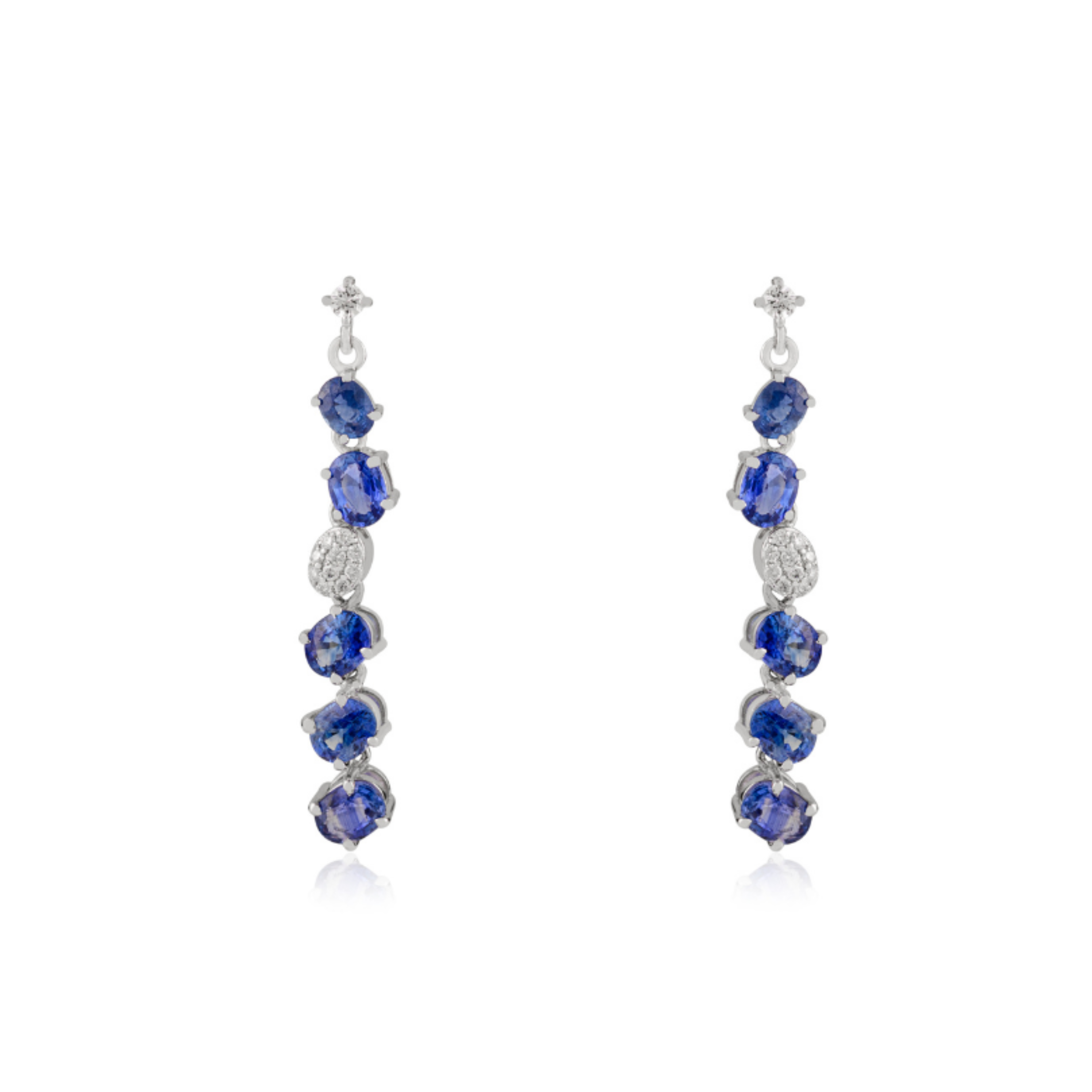 Designer 3.27 Ct Sapphire Diamond 14K Dangle Earrings