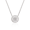 18K White Gold Brilliant Diamond Halo Pendant Necklace Thumbnail