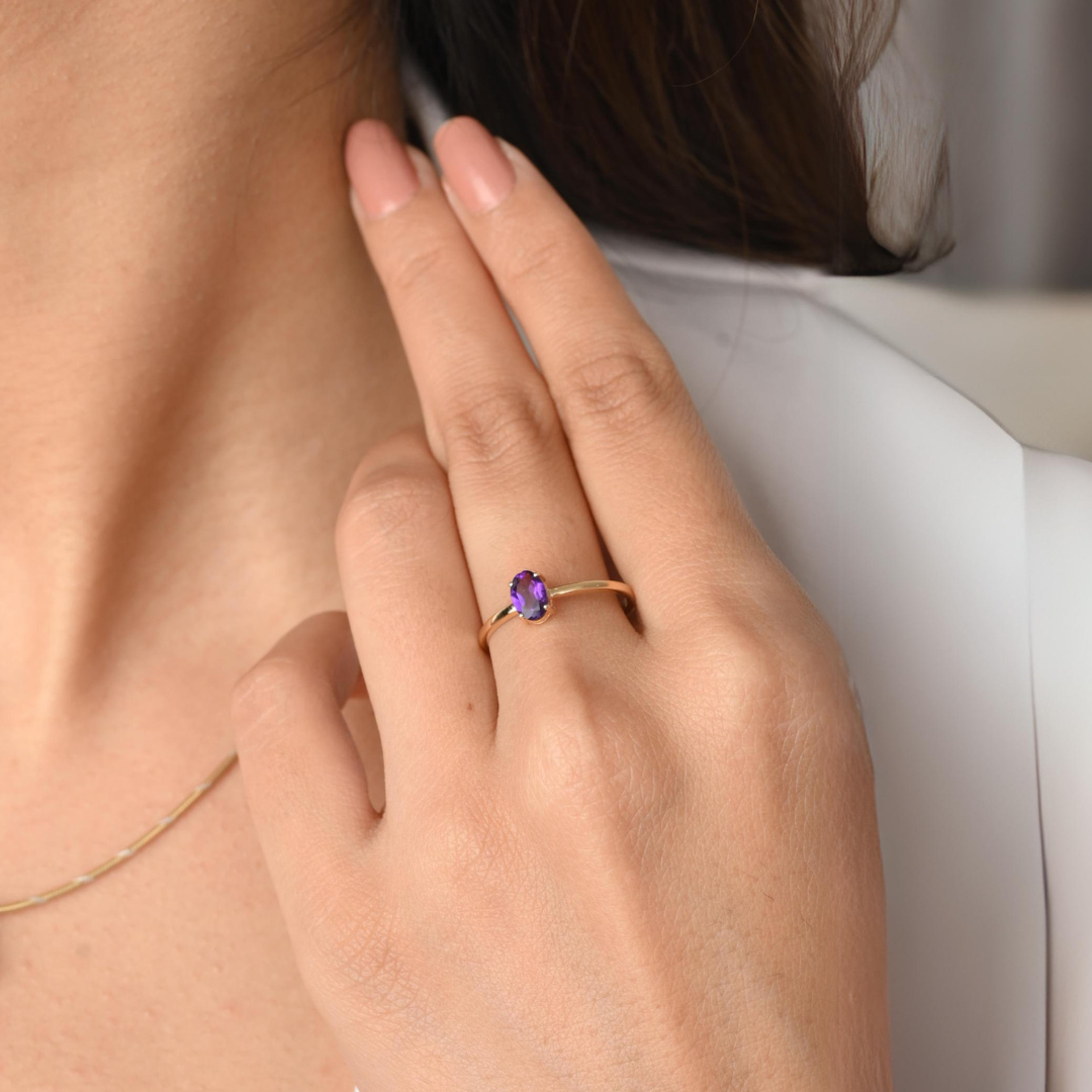 18K Gold Amethyst Rings - vrjewels-us